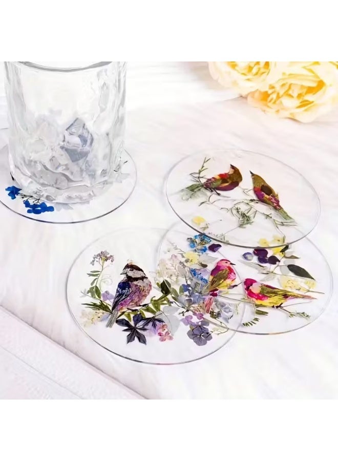 Ready For Chai طقم كوسترات أكريليك مسطحة 4 قطع، كوسترات خارجية ملونة مطبوعة، هدية زفاف عيد ميلاد عيد الأم، ديكور طاولة، تصميم فن الزهور البرية، نمط مسطح ثنائي الأبعاد، خيار عيد الميلاد، كوستر شاي، كوستر، حامل مزهرية طاولة، كوستر أنيق، طقم كوسترات، كوستر للمشروبات 4 قطع – تصميم زهور أنيق | كوسترات طاولة زخرفية للمنزل، المكتب والهدايا - Image 4